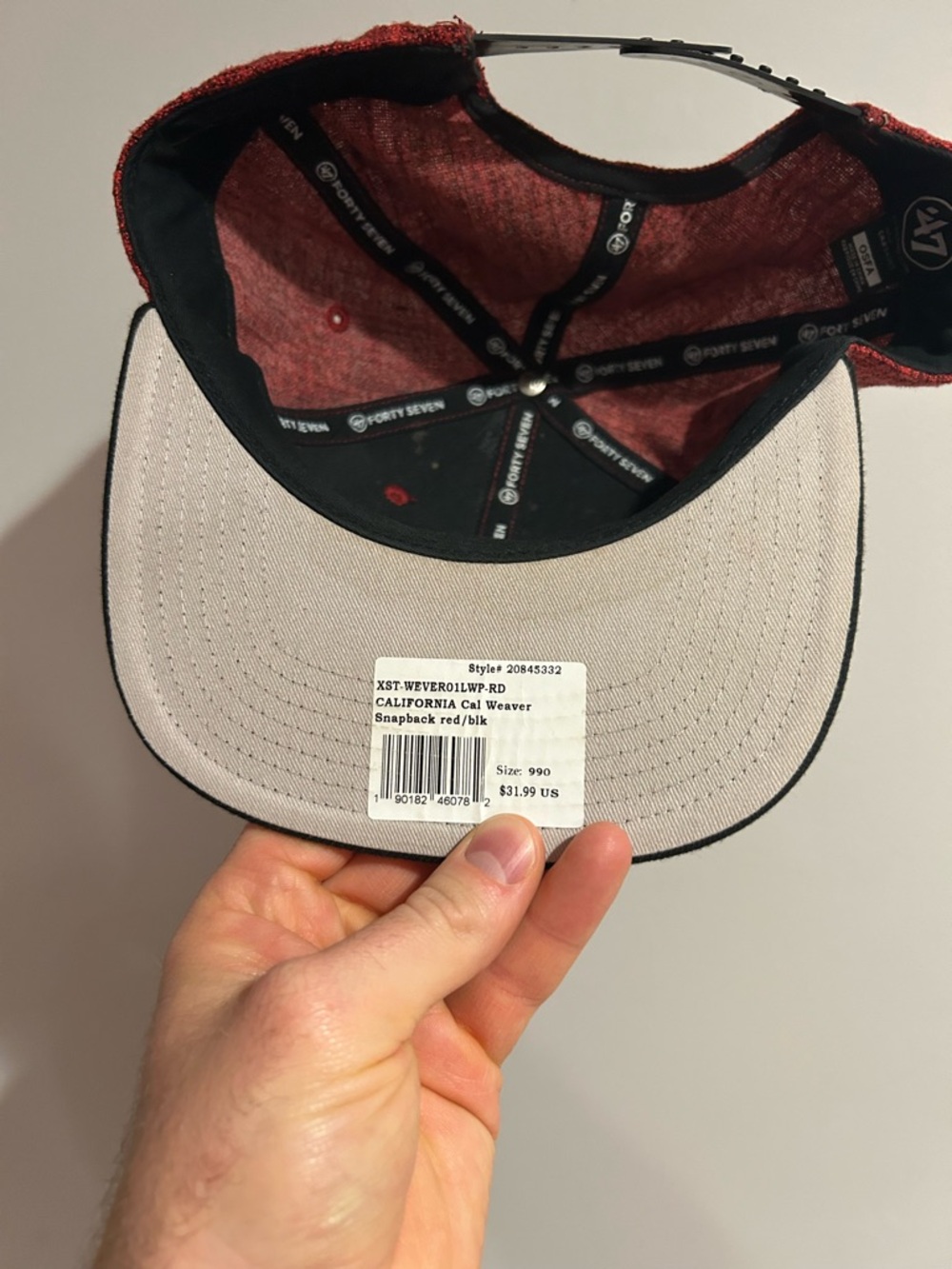 47 Brand California Republic Snapback Hat Cal Weaver‎ Captain Bear Cap Red Black - Picture 3 of 7